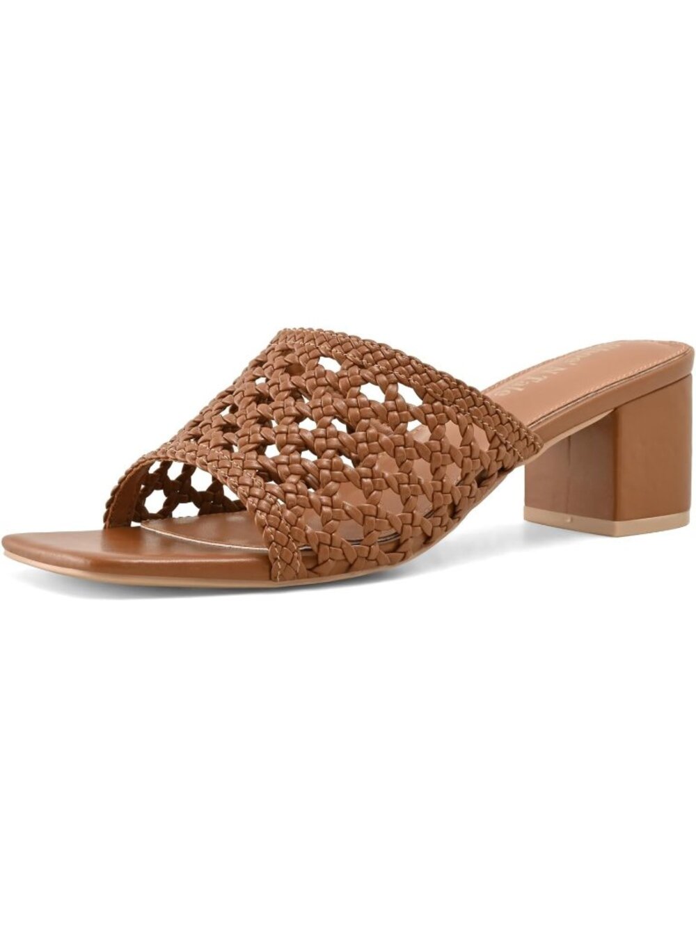 Shoe'N Tale Size 7.5 Sandals Heeled Square Open Toe Woven Mules Slip-On Slides